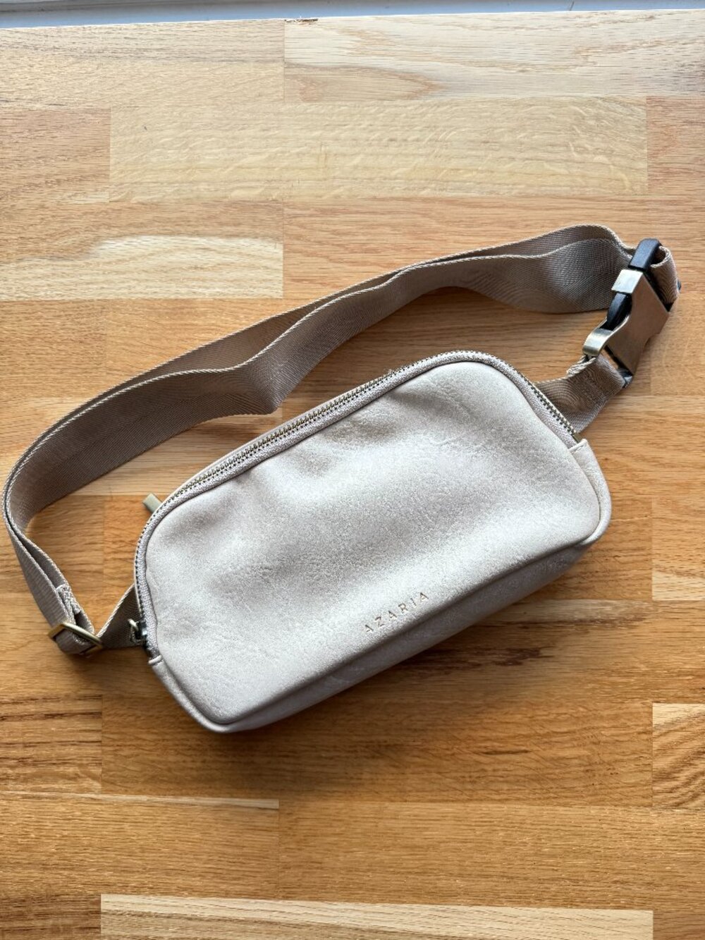 AZARIA Beige Taupe Vegan Leather Belt Bag Crossbody Fanny Pack